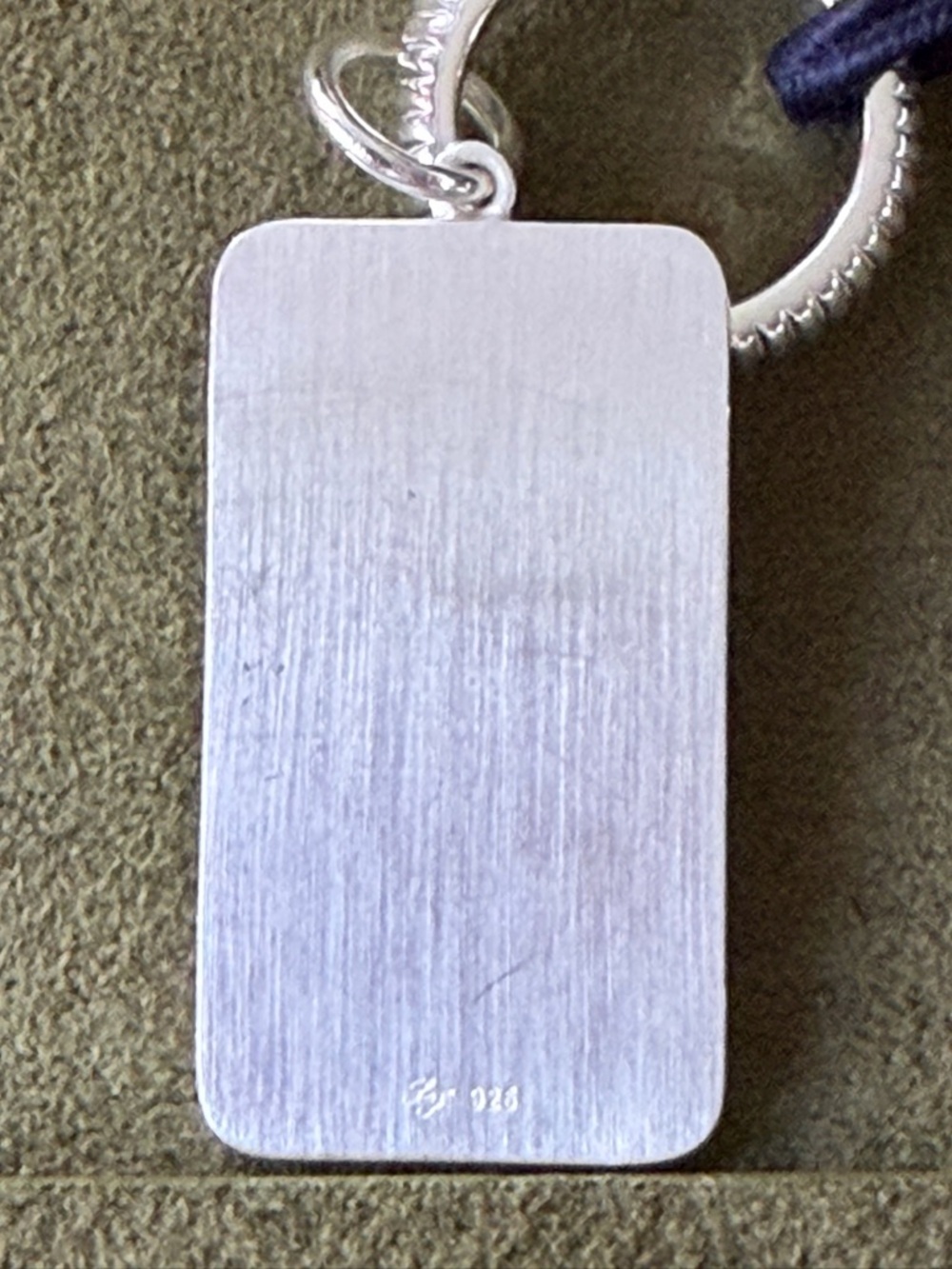 Diamond Rectangle Barre Medallion with Diamond & Removable Silk Cord Necklace - Picture 8 of 16